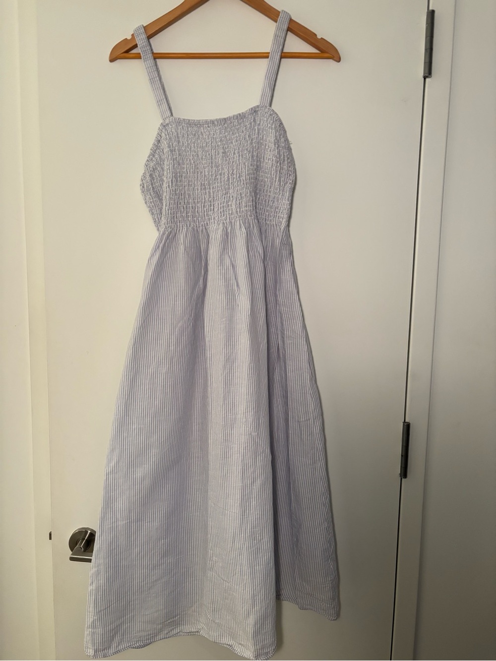 J. Crew Girls' Light Blue and White Striped Sundress